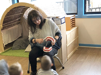 teaching dental hygiene at woodend